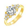 wholesale 14K Gold Plated 925 Sterling Silver Cubic Zirconia 1 25ct Round Cut Engagement Wedding Promise Rings for Women-0-0
