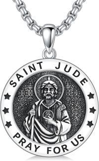 wholesale 925 Sterling Silver &  Saint Jude Pray For Us Medal Pendant Necklace for Men and Women Catholic Protection s-L-St Jude Necklace A