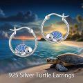 wholesale 925 Sterling Silver Blue Opal Turtle Hoop Earrings for Women Girls -0-5