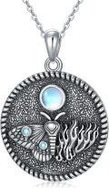 wholesale 925 Sterling Silver Butterfly Moonstone Pendant Necklace for Women - Unique Gifts for Mothers and Daughters on Birthdays & Christmas-0-0