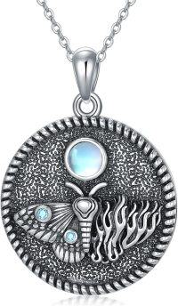wholesale 925 Sterling Silver Butterfly Moonstone Pendant Necklace for Women - Unique Gifts for Mothers and Daughters on Birthdays & Christmas-20-Moth Necklace