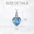 TOUPOP Sterling Silver Blue Crystal Dragonfly Urn Necklace Heart Tree Of Life Memorial Keepsake-0-5