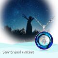 wholesale TOUPOP Necklace For Women Sterling Silver Star Pendant Necklace With Blue Circle Crystal Birthday Christmas Jewelry Gifts For Women -0-1