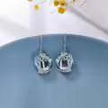 TOUPOP Sterling Silver Blue Crystal Tree Of Life Letter Drop Dangle Earrings-0-3