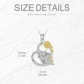 wholesale 925 Sterling Silver Sunflower Highland Cow Heart Pendant Necklace-0-4
