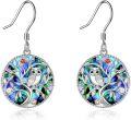 wholesale 925 Sterling Silver Abalone Shell Owl Tree Of Life Drop Earrings-0-0