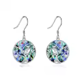 wholesale 925 Sterling Silver Abalone Shell Owl Tree Of Life Drop Earrings-0-0