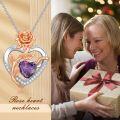 wholesale  Sterling Silver Rose Quartz Heart Pendant Necklace for Women -0-28