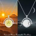 wholesale 925 Sterling Silver Moonstone Sun & Moon Pendant with Metatron Cube Charm Necklace-0-4