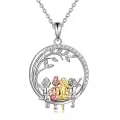wholesale 925 Sterling Silver Tree of Life Pendant with Three Girls on Swing Charm Necklaces Wholesale for Women and Teen Girl Gifts-0-0