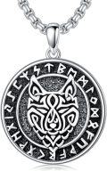 wholesale 925 Sterling Silver Wolf Head Pendant Necklace  Norse Jewelry for Men-0-0