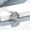 wholesale 925 Sterling Silver Blue Crystal Otter Pendant Necklace for Women Mom Sister Gifts-0-2