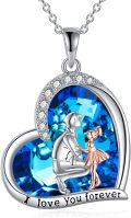 wholesale TOUPOP Daughter Gifts From Day Sterling Silver Father Daughter Pendant Necklace Birthday Anniversary Christmas Jewelry Gifts For Daugther Women Girls From Father -0-0