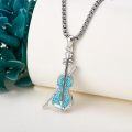 wholesale 925 Sterling Silver Turquoise Music Violin Pendant Necklace for Women Girls s-0-3