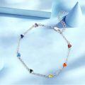 wholesale 925 Sterling Silver Rainbow Crystal Heart Ankle Anklets for Women Gift-0-1