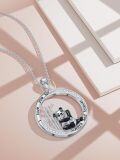 wholesale TOUPOP Mothers Day Gifts For Mom Panda Necklace Sterling Silver Panda Bear Necklace Bamboo Heart Pendant Engraved I Love You For Always And Forever Animal Jewelry For Women -0-3