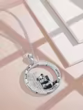 TOUPOP Sterling Silver Panda Necklace Bamboo Heart Pendant-0-3