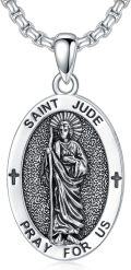wholesale 925 Sterling Silver Saint Jude Pray for Us Medal Necklace with Crosses and Religious Symbolism -0-0