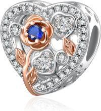 wholesale 925 Sterling Silver Rose Bead Birthstone Charm Bracelet for Mother s Day Wedding Birthday Gifts for Women-09 Sep - Sapphire