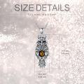 wholesale 925 Sterling Silver Owl Pendant with Tiger Eye Stone Necklaces for Women Men Animal  Ideas 47cm Chain Length-0-3