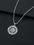 TOUPOP Sterling Silver Sun Pendant Necklace For Men Women-0-5