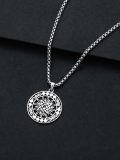 TOUPOP Sterling Silver Sun Pendant Necklace For Men Women-0-5