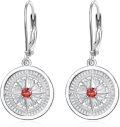 wholesale 925 Sterling Silver Compass Drop Earrings with Symbolic Design for Women & Men - Adventure-Themed Gift-0-0