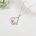 wholesale 925 Sterling Silver Fox in Heart Pendant Necklace with Cubic Zirconia and Engraved Message I Love You Forever - Valentine's Day Gifts for Her-0-2