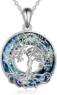 wholesale 925 Sterling Silver Blue Crystal Tree of Life Pendant Necklaces for Women's  Ideas-Blue