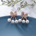 wholesale 925 Sterling Silver Bow and Pearls Stud Earrings for Women & Teen Girls-0-10