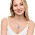 wholesale 925 Sterling Silver Blue Hamsa Hand Pendant With Tree Of Life Design-0-5