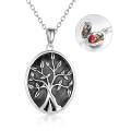 TOUPOP Sterling Silver Sunflower Tree of Life Photo Locket Pendant-0-0