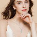 wholesale Sterling Silver Abalone Shell Cross Necklace Christian Gift for Women-0-3