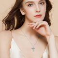 wholesale 925 Sterling Silver Cross Pendant Necklace With Abalone Shell Hummingbird Flower Design-0-3