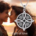 wholesale 925 Sterling Silver Celtic Trinity Knot Pendant Necklace Oxidized Finish For Women-0-5
