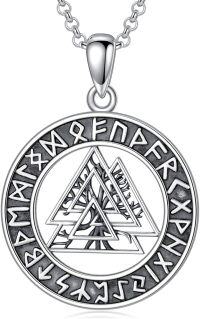 wholesale 925 Sterling Silver Moonstone Viking Runes Tree of Life Pendant with 18+2 Chain-Valknut Tree of Life