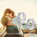 wholesale S925 Sterling Silver Celtic Knot Huggie Earrings with Star Design and Braided Pattern-0-5