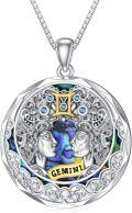 wholesale TOUPOP Gemini Zodiac Necklace S925 Sterling Silver Constellation Pendant Astrology Horoscope Jewelry June Birthstone Necklace Abalone Jewelry Birthday Gifts For Women -0-0