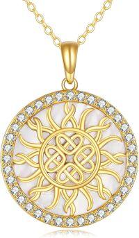 wholesale 14K Gold Celestial Sun Moon Star Pendant Necklace for Women-Celtic Sun