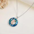 wholesale 925 Sterling Silver Blue Crystal Basketball Player Pendant Necklace for Women and Girls-0-4