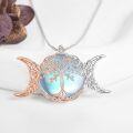 wholesale 925 Sterling Silver Moon & Tree Pendant Necklaces for Women - Blue Opalite Stone -0-2