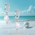 wholesale 925 Sterling Silver Baroque Pearl Huggie Hoop Earrings for Women's -0-1