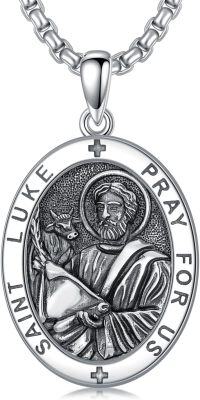 wholesale  925 Sterling Silver Saint Luke Prayer Medal Pendant Necklace  for Men & Women-I Saint Luke Necklace