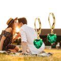 wholesale 14k Gold Heart Shaped Emerald Earrings-0-5