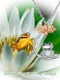wholesale 925 Sterling Silver Opal Frog Lotus Flower Pendant Necklace for Women-0-6