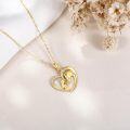 wholesale 14K Gold Heart Horse and Girl Charm Necklace for Women Mom Lover Gift-0-1