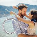 wholesale 925 Sterling Silver Cubic Zirconia Accent Round Circle Pendant Necklace  for Women Wife Lover-0-2