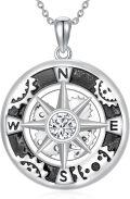 wholesale 925 Sterling Silver Round Cut Moissanite Compass Pendant Necklace for Women and Men-0-0