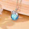 TOUPOP Sterling Silver Cat Birthstone Pendant Necklace Gift for Women-0-3