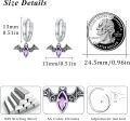 wholesale 925 Sterling Silver Purple Crystal Bat Huggie Hoop Earrings Gothic Punk Style Vampire Jewelry for Women Girls 4G-0-4